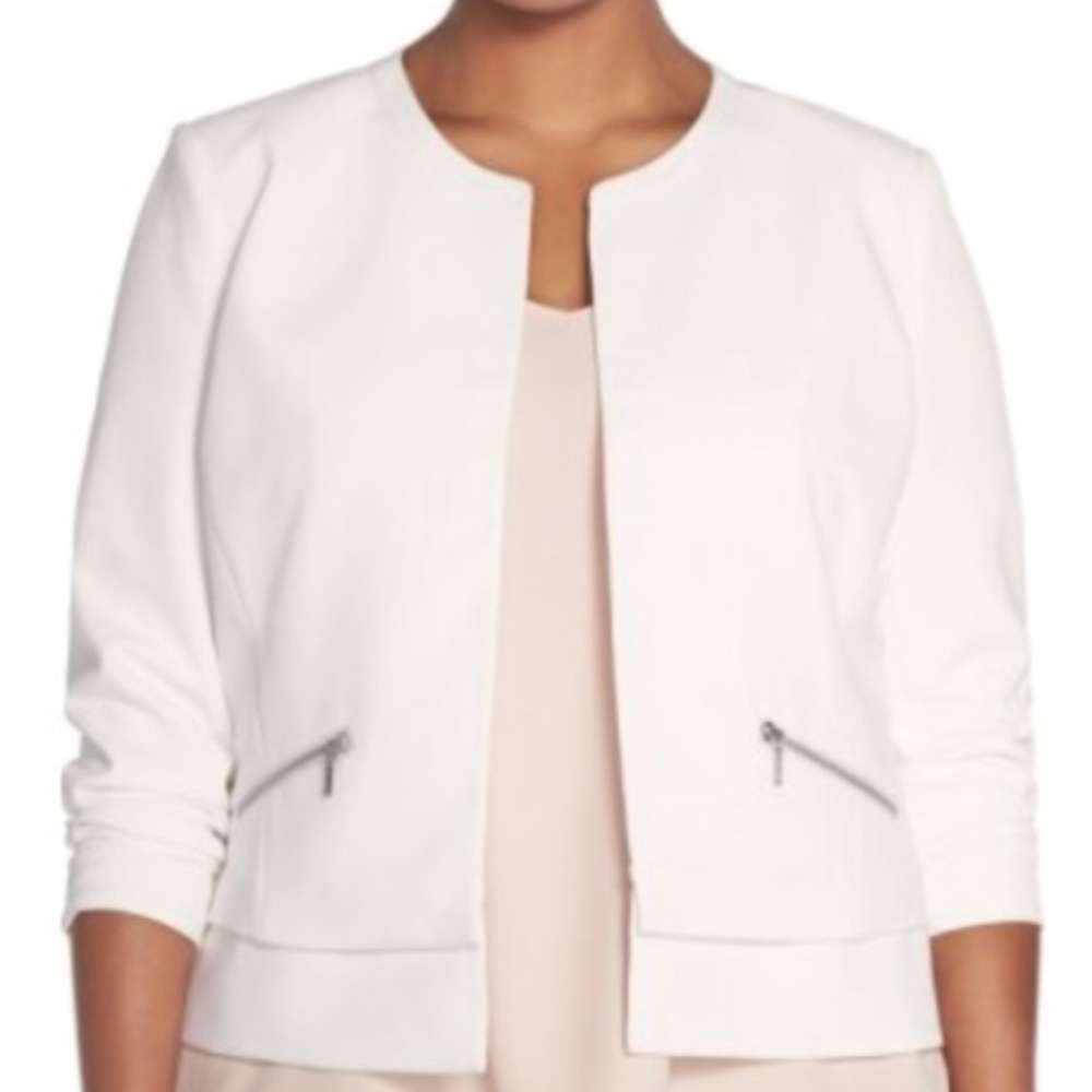 Sejour White Moto Style Blazer